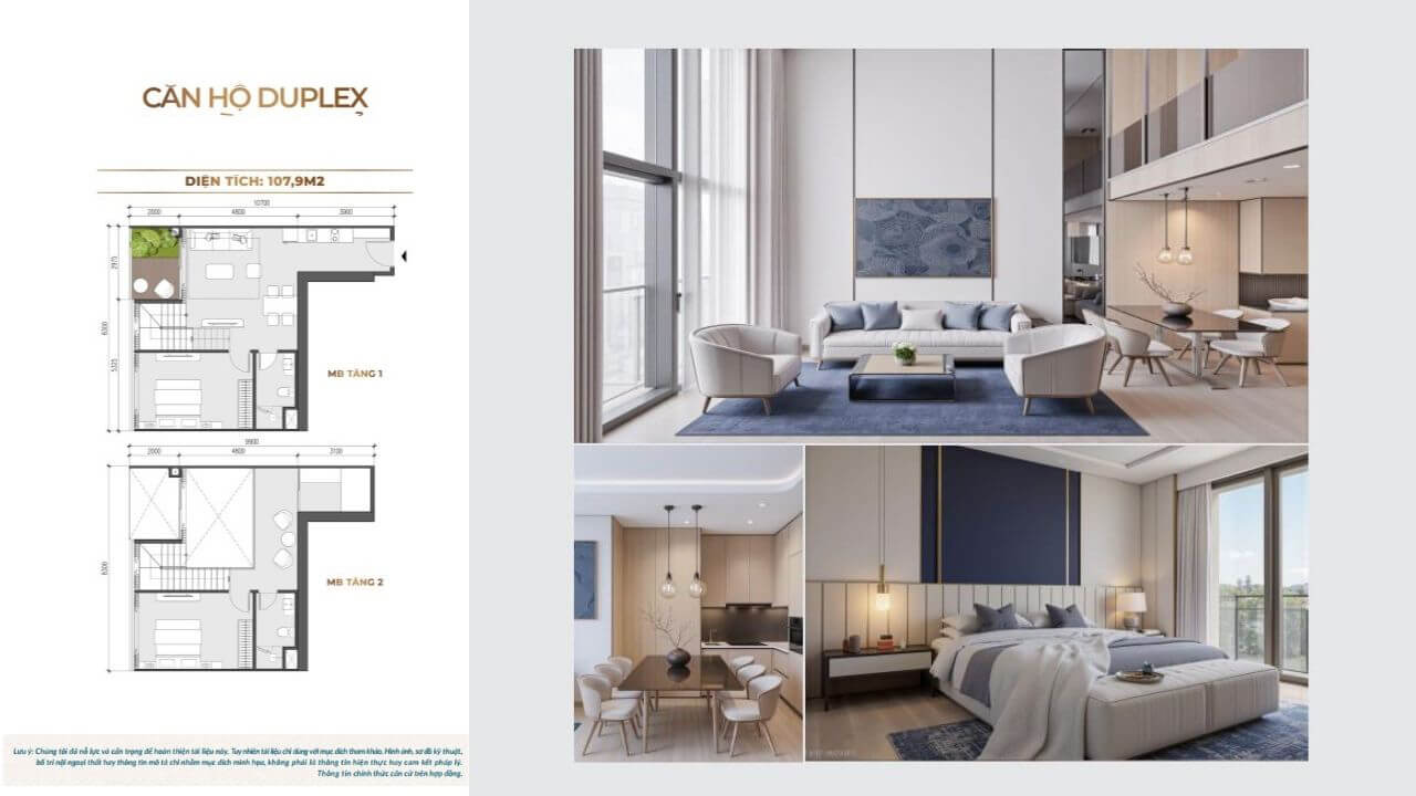 Giá Bán Từ Chủ Đầu Tư Căn Hộ 2 Phòng Ngủ Sunshine Vũng Tàu vs Layout Thiết Kế 5 Cận cảnh mặt bằng cắt lớp và thiết kế nội thất xa hoa của căn hộ 2 phòng ngủ Duplex 107.9m2
