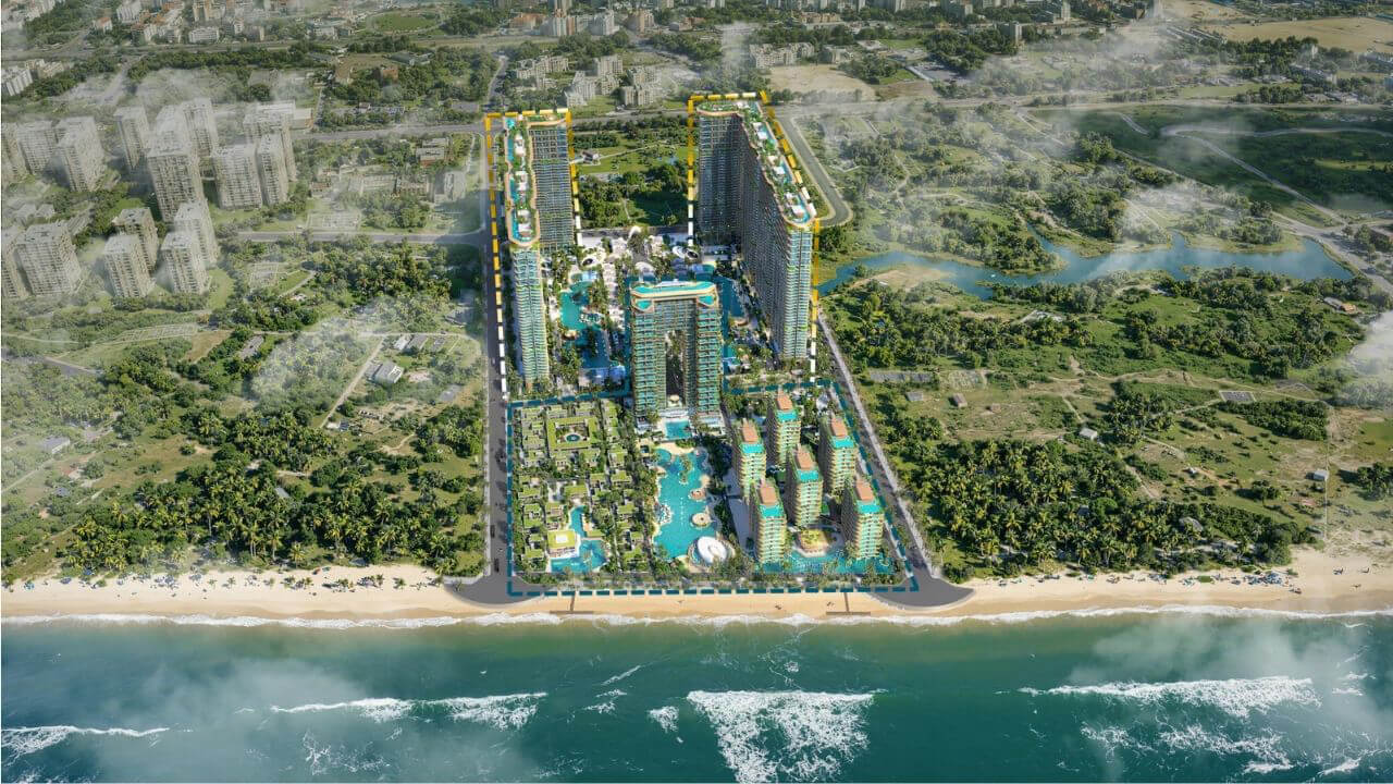Giá Bán Từ Chủ Đầu Tư Căn Hộ 2 Phòng Ngủ Sunshine Vũng Tàu vs Layout Thiết Kế 1 Phối cảnh tổng thể toàn khu tổ hợp nghỉ dưỡng mặt biển cao cấp Sunshine Bay Retreat Vũng Tàu