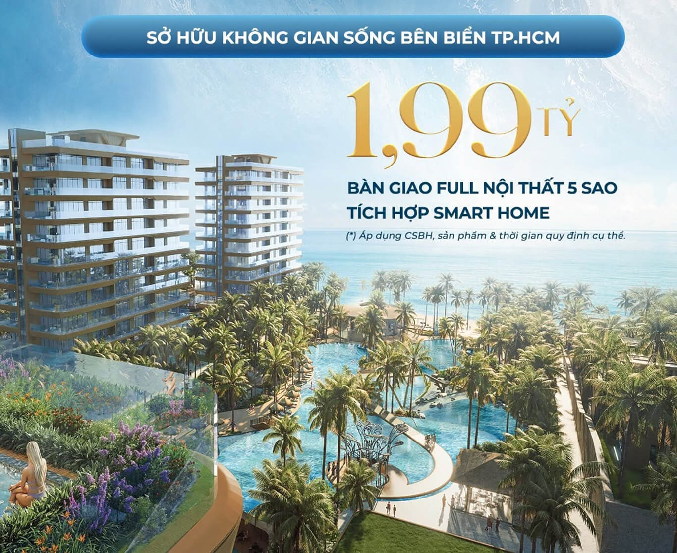 Phối cảnh tổng thể dự án Sunshine Bay Retreat Vũng Tàu hướng trực diện biển