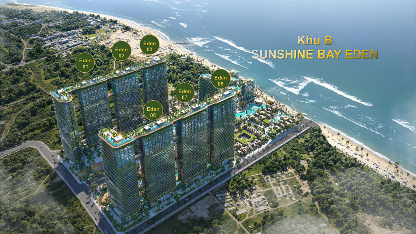 Bản đồ phân bổ ranh giới phân khu Eden và phân khu Horizon trên mặt bằng SUNSHINE BAY RETREAT